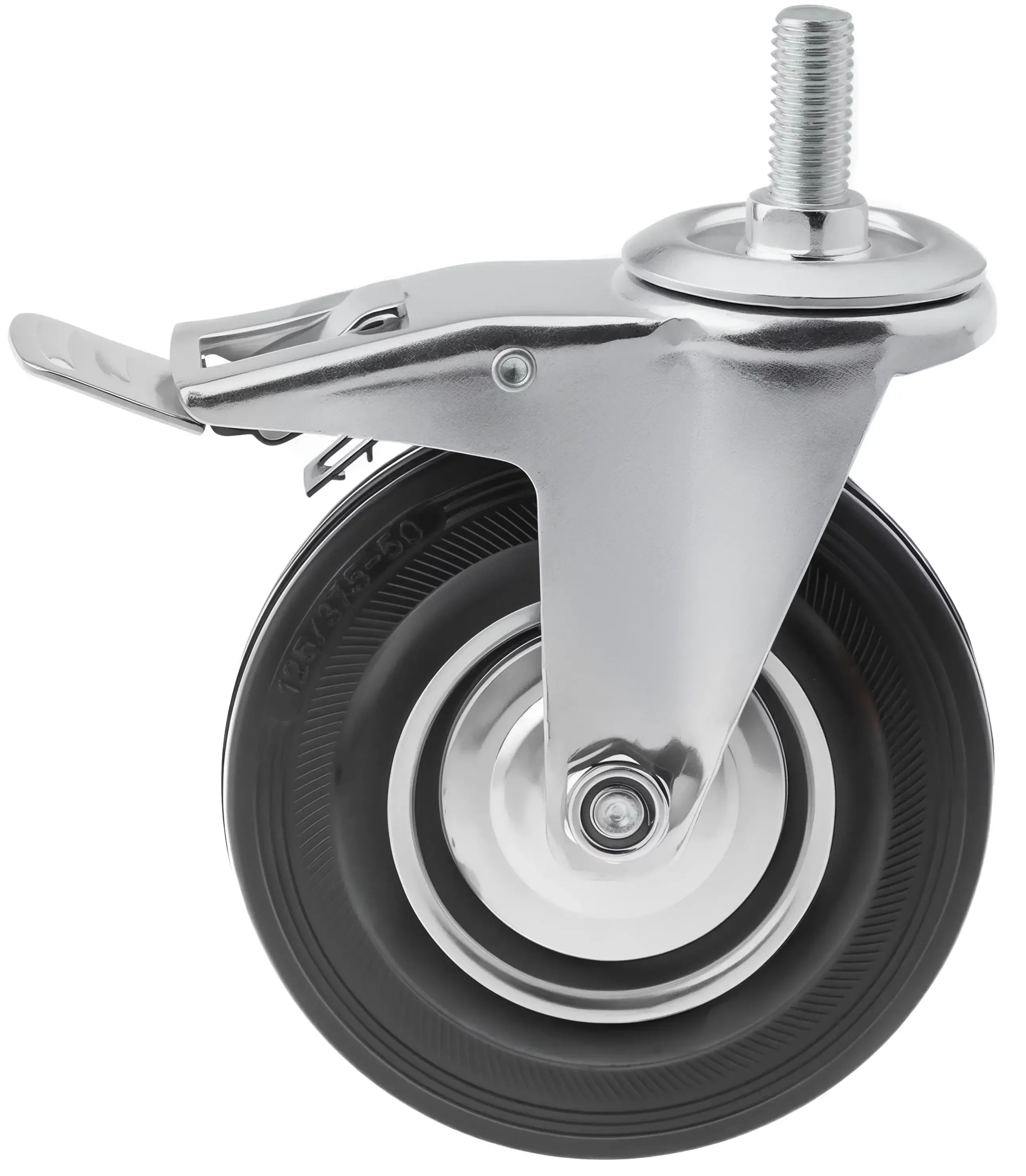 SCtb 55 (14) - Промышленное колесо 125 мм, болт М14 (поворотн., тормоз, черн. рез., роликоподш.)